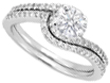 Round Diamond Pavï¿½ Set Knife Edge Engagement Ring Setting and Matching Wedding Band