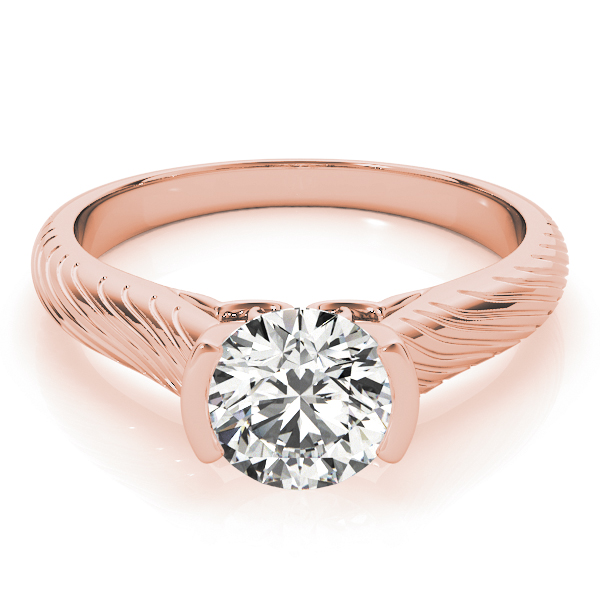 Engraved Half Bezel Engagement Ring Rose Gold