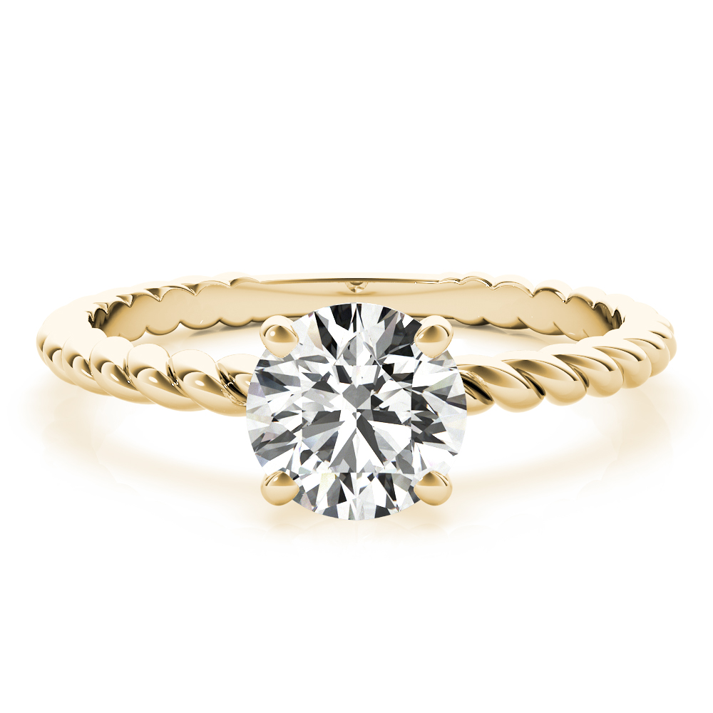 Petite Rope Solitaire Engagement Ring Yellow Gold