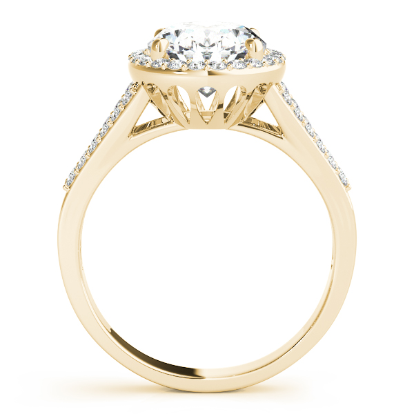 Oval Halo Split Band Diamond Ring Yellow Gold