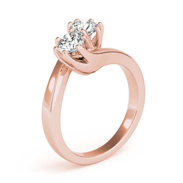 Duo Swirl Round Diamond Ring Rose Gold