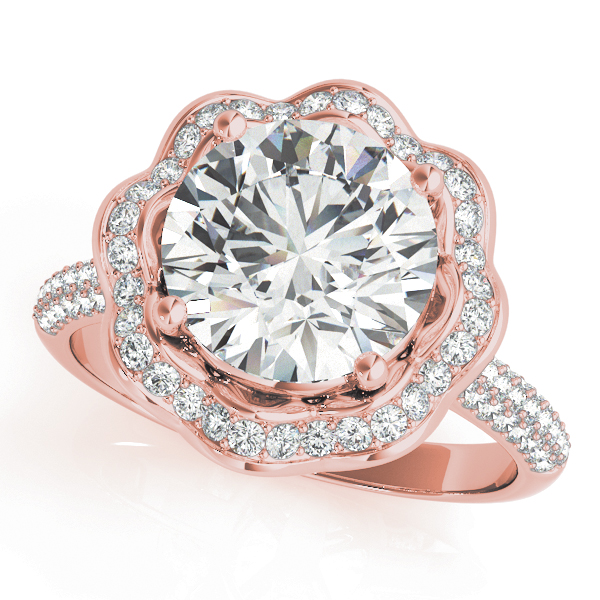 Etoil Royal Halo Engagement Ring Large Engagement Ring Rose Gold