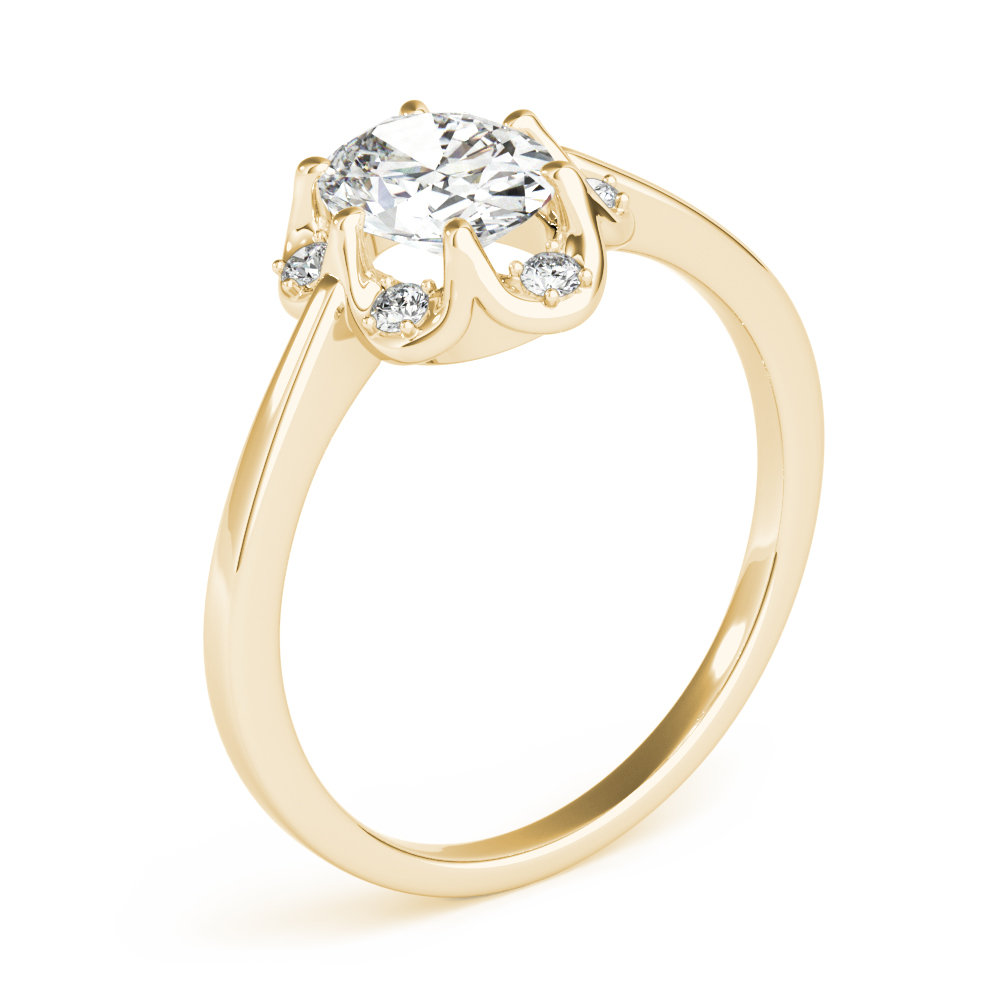 Floral Crown Oval Engagement Ring Yellow Gold