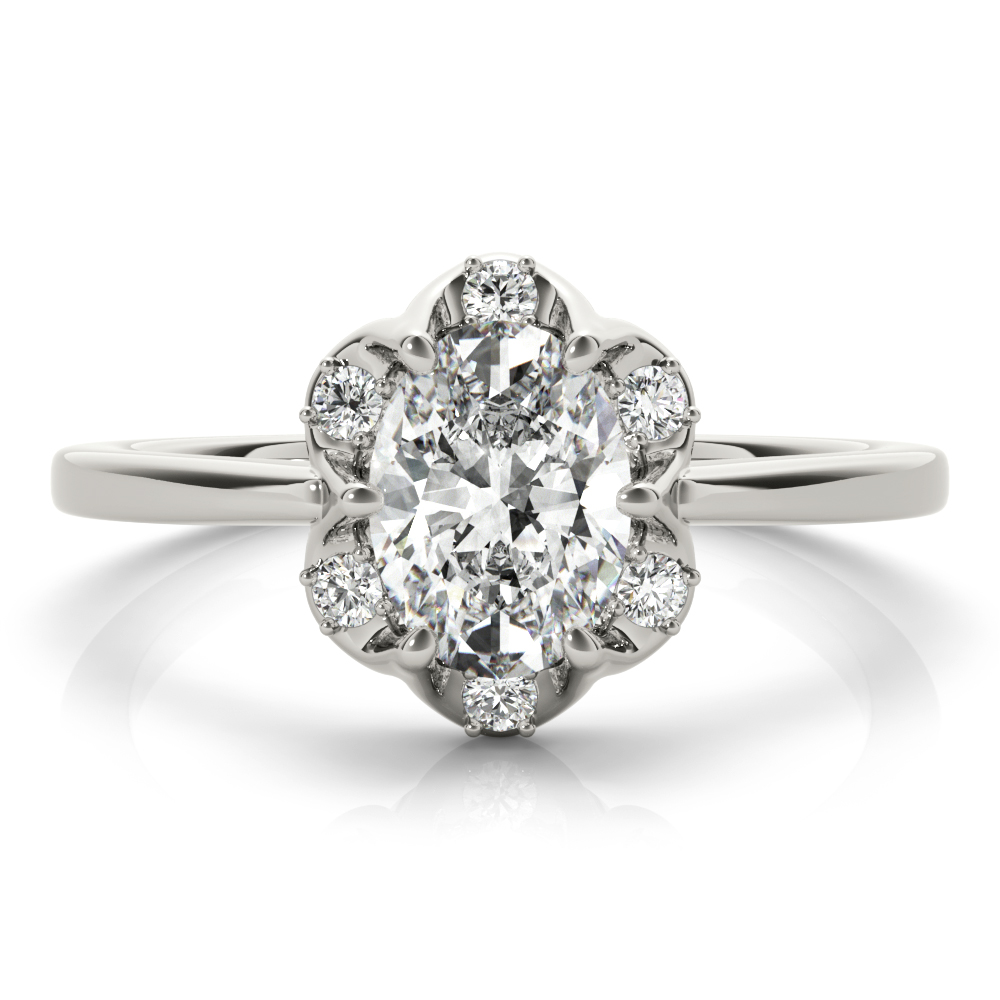 Floral Crown Oval Engagement Ring