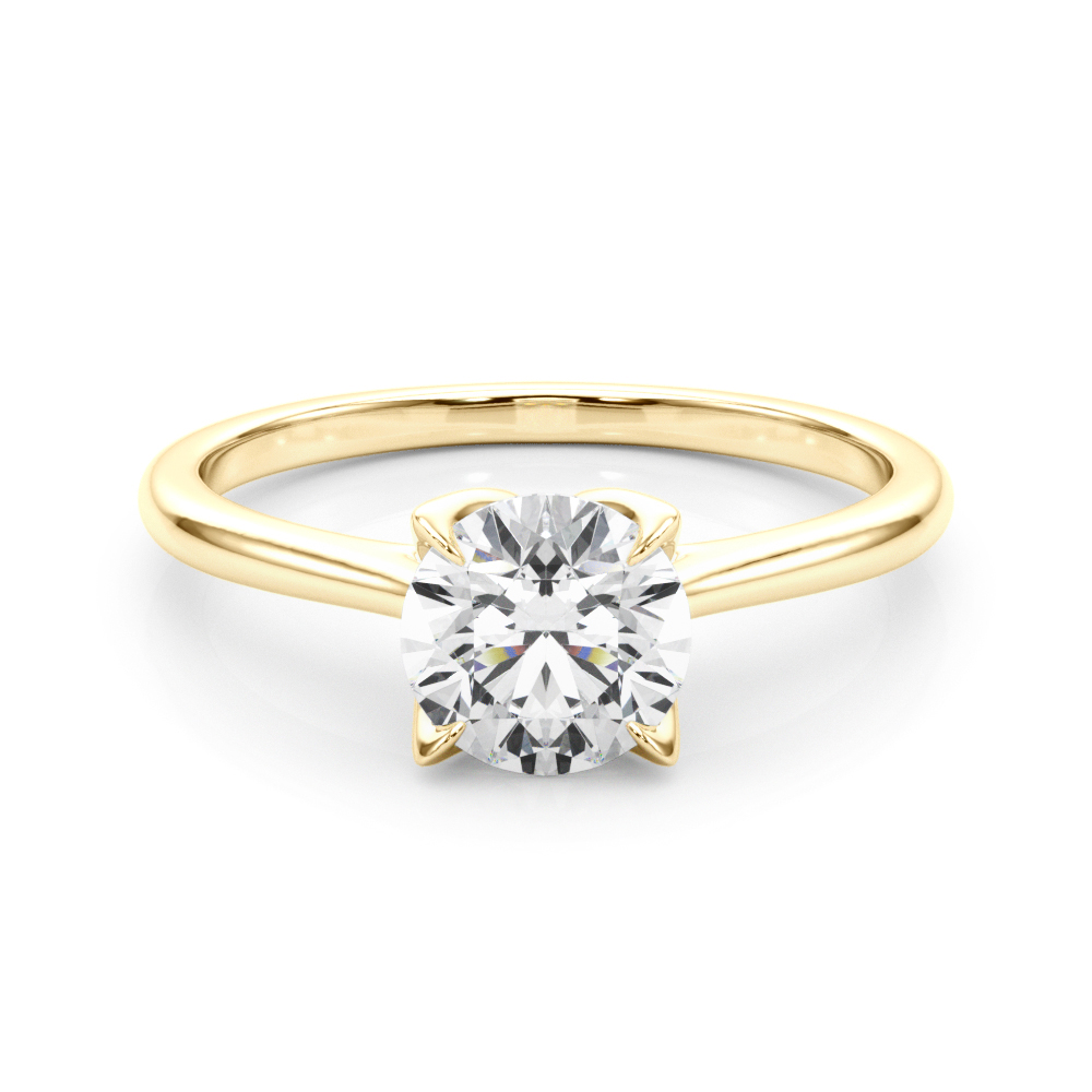 Tulip Head Cathedral Solitaire Engagement Ring Yellow Gold