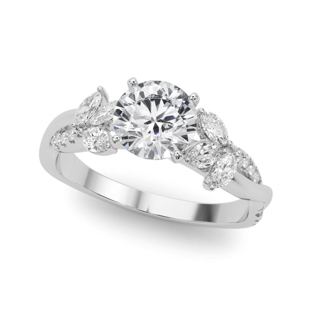 Floral Infinity Round Diamond Engagement Ring
