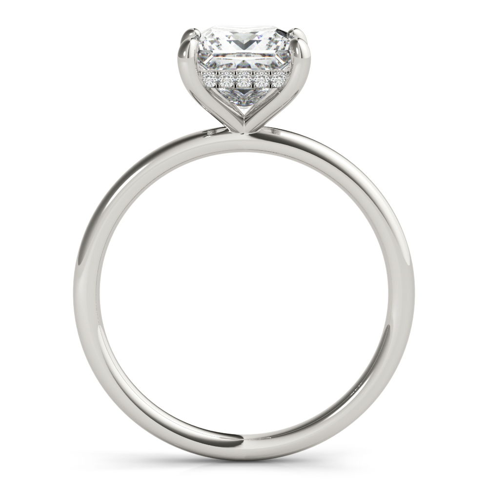Princess Solitaire Engagement Ring Hidden Halo