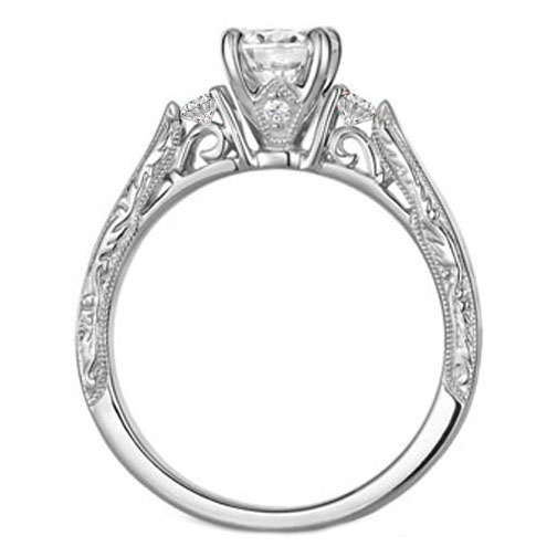 Filigree band engagement ring hot sale