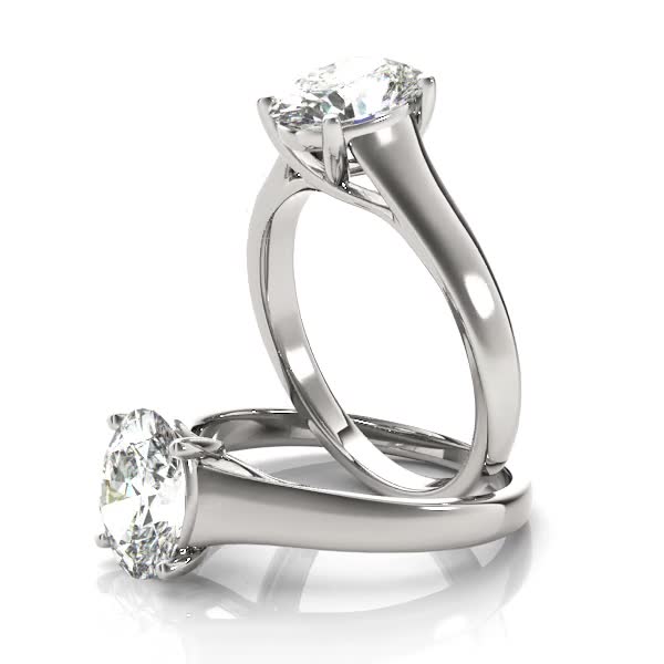 	Trellis Oval Diamond Solitaire Engagement Ring in Platinum