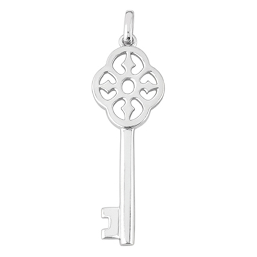 Crown Key Pendant 42.9 mm 14 Karat White Gold