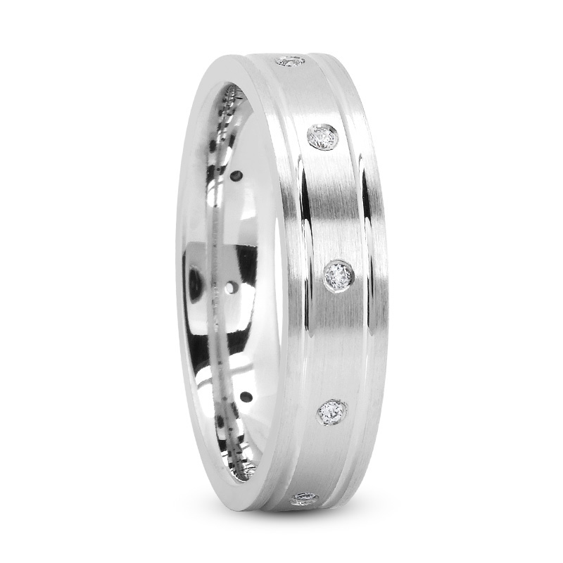 Flat Lined Satin Diamond Band